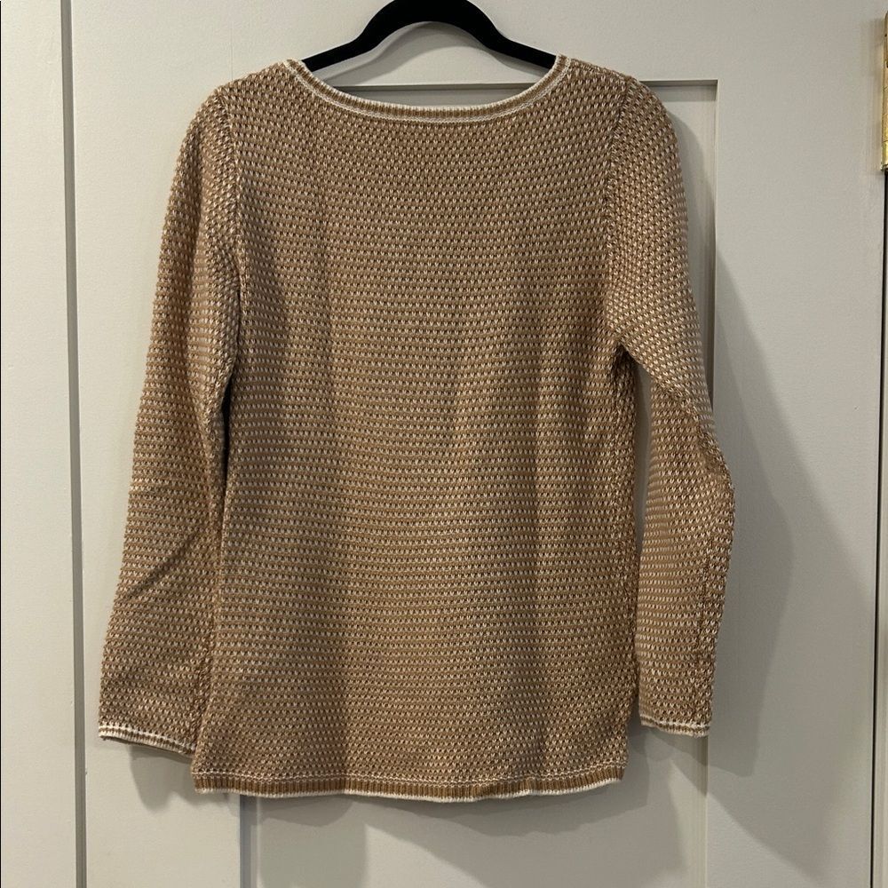 J. Crew Tan & White Knit Sweater, Size Small - Picture 8 of 11